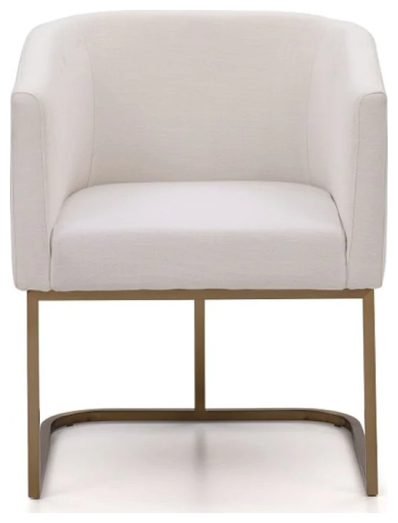 Virgie Modern White Fabric and Antique Brass Dining Chair  Set of 2   Contemporary   Dining Chairs   by V.S.D Furniture  Houzz