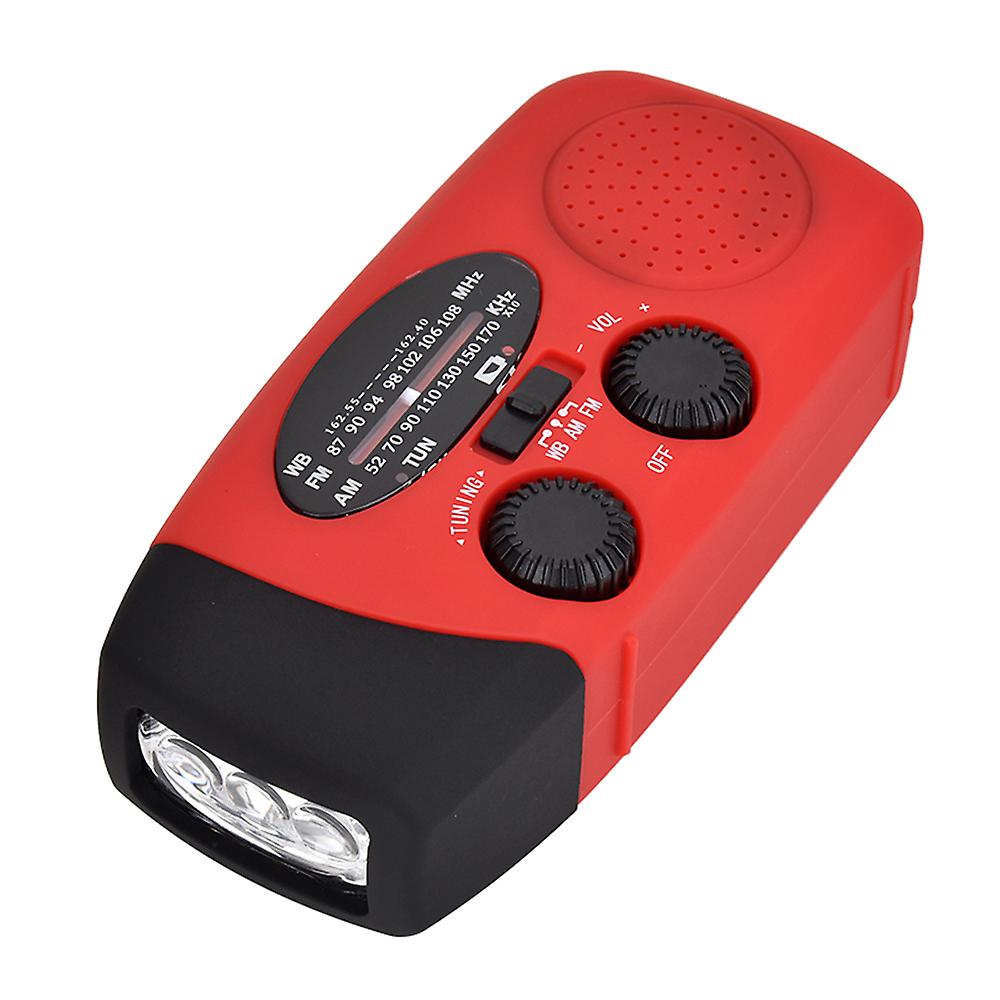 Portable Radio With Am/fm Flashlight Reading Lamp Noaa Weather Power Bank For Emergency Solar Powered Crank Handheld Radio Red