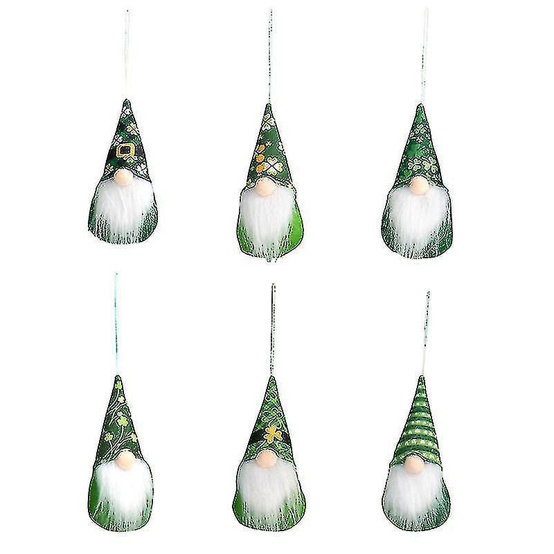 6pcs St Patricks Day Decor Faceless Dolls Bearded Gnome Ornament Hanging Pendant For Home