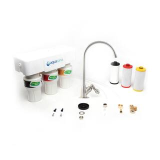 Aquasana 3-Stage under Counter Water Filtration System with Faucet in Brushed Nickel THD-5300.55