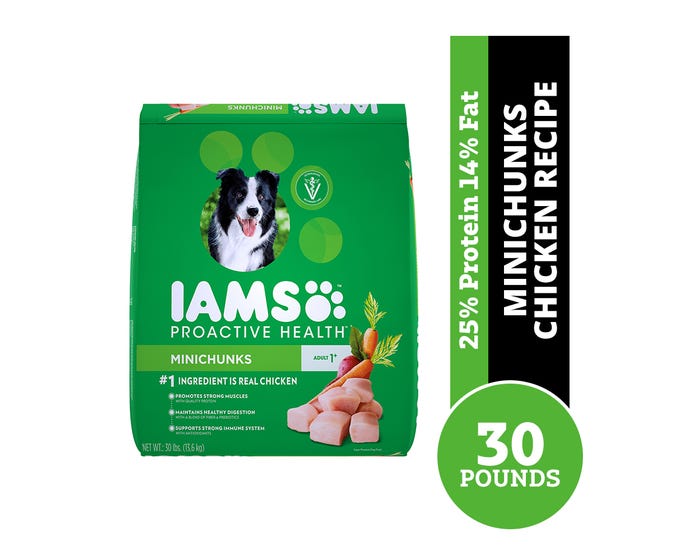 Iams Mini-chunks Chicken  Whole Grains Recipe Adult Dry Dog Food， 30 lb. Bag