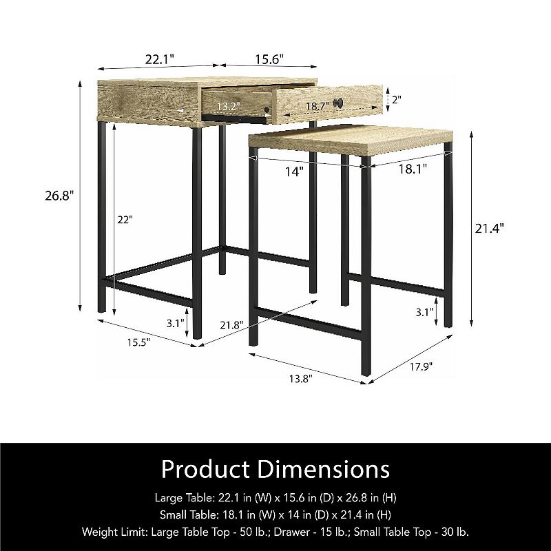 Ameriwood Home Cass Nesting Side Table Set