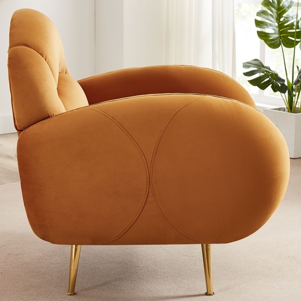 VANOMi 35.45'' Wide Velvet Mid-century Modern Accent Chair， Euro-style Armchair with Gold Metal Legs