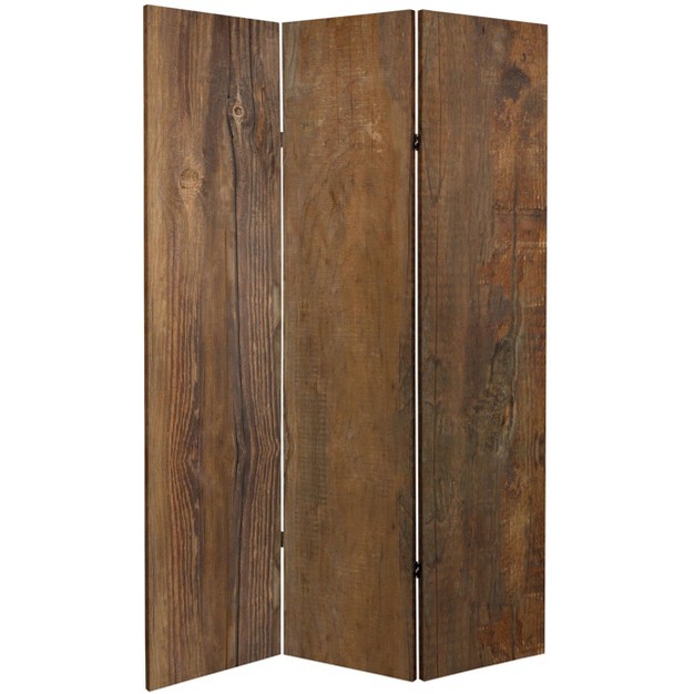 Double Sided Wood Grain Canvas Room Divider Brown Oriental Furniture