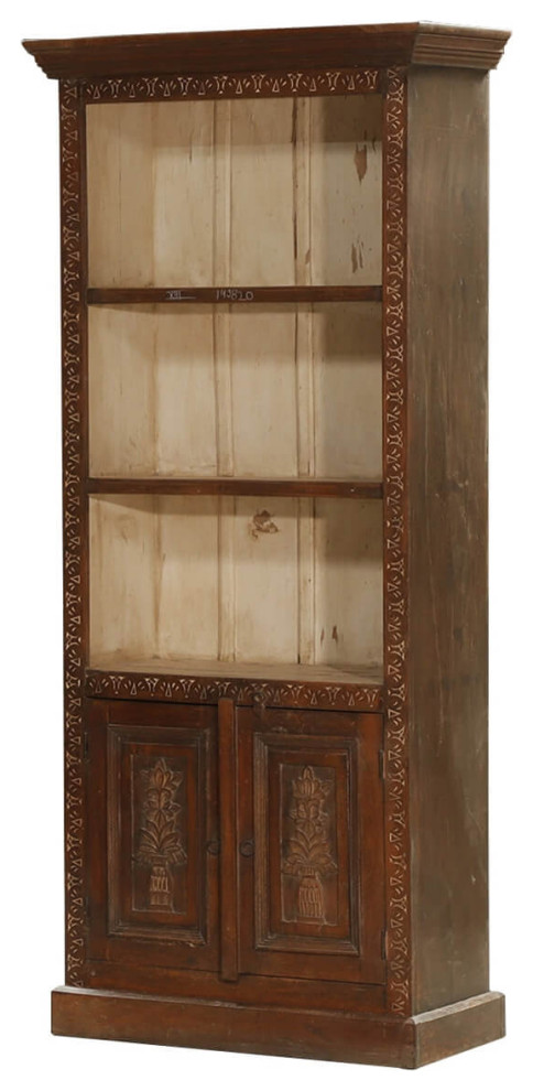 Dorval 18th Century Antique Hand carved 2 Tone Bookcase   Mediterranean   Bookcases   by Sierra Living Concepts Inc  Houzz