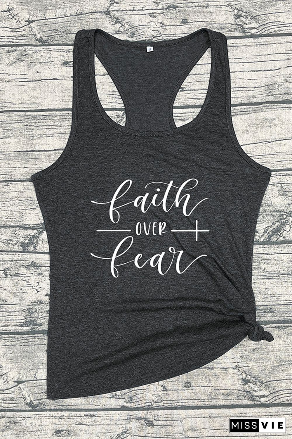 Faith Over Fear Printed Sleeveless Tank Top Wholesale