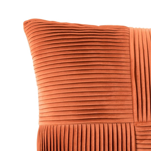 Oversize Sheldon Pleat Solid Square Throw Pillow Orange Lush D cor