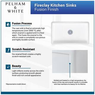 PELHAM  WHITE Kingsbridge Fireclay 29.75 in. Single Bowl Farmhouse Apron Kitchen Sink with Bottom Grid Drain PWS502