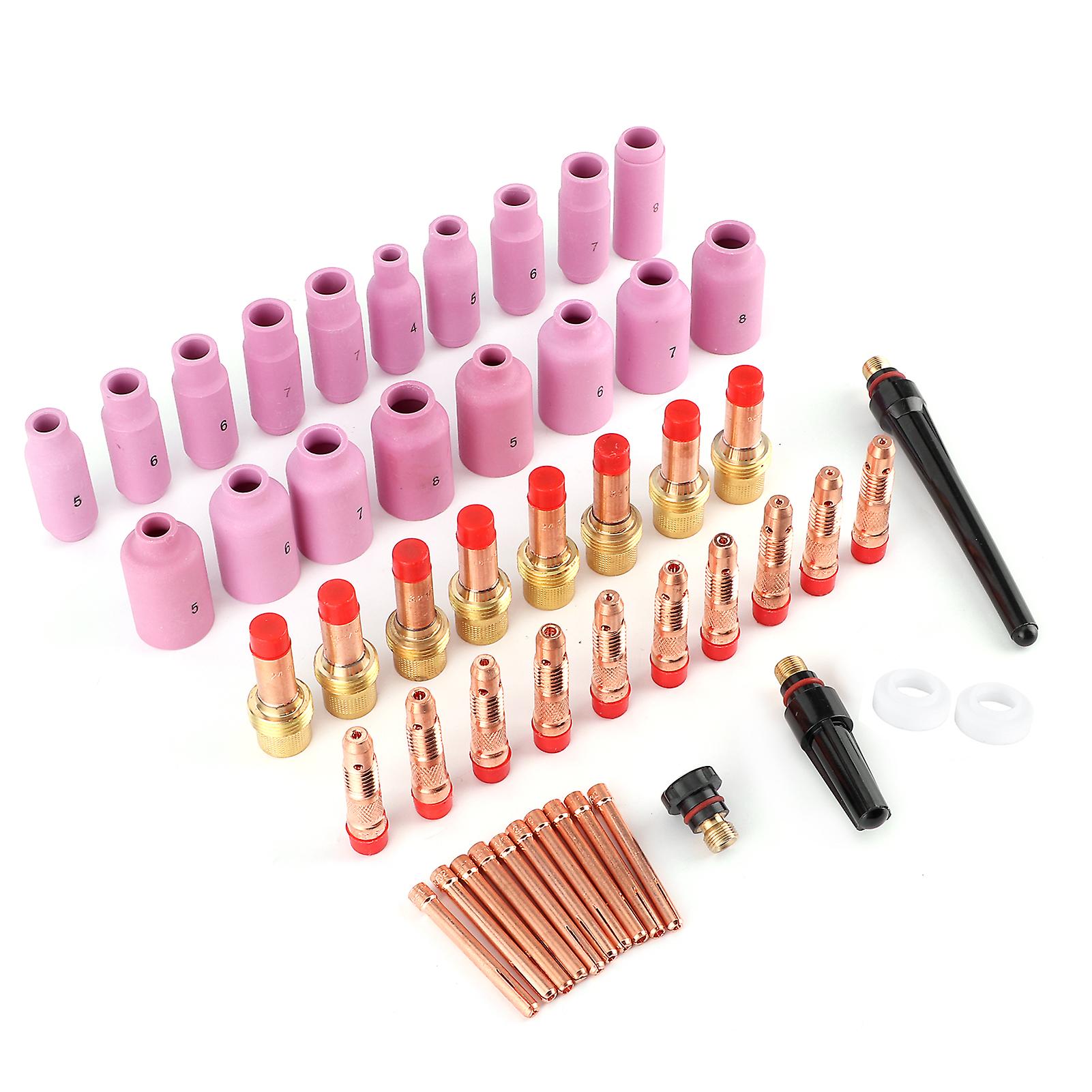 51pcs/set Welding Nozzle Ceramic Torch Gas Lens Welder Tip For Wp/17/18/26 Repairing Tool