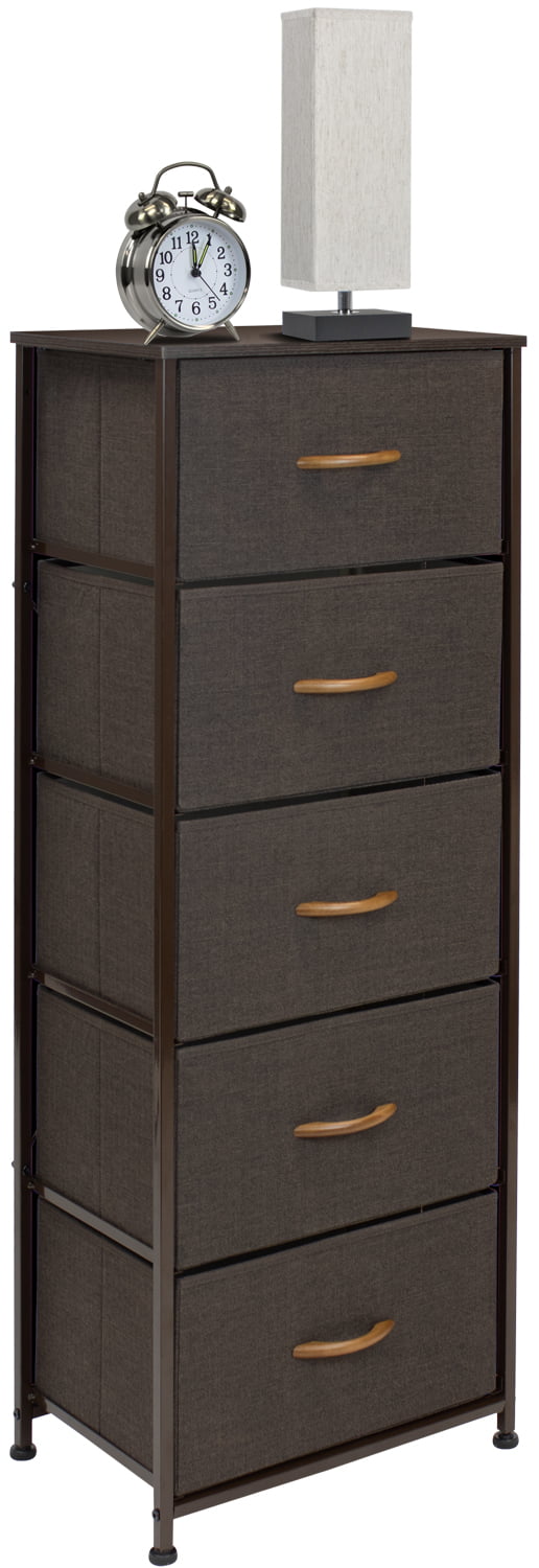 Sorbus Dresser Storage Tower, Organizer for Closet, Tall Dresser for Bedroom, Chest Drawer for Clothes, home office, Living Room, College Dorm, Steel Frame, Wood Top, Fabric, 5 Drawers