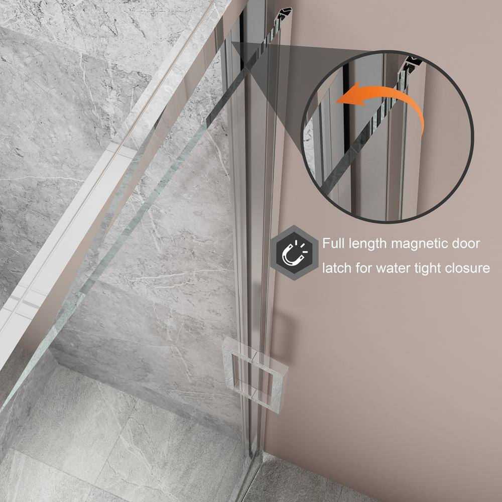 TOOLKISS 32 to 36 in. W x 72 in. H Framed Pivot Shower Door in Chrome with Clear Glass TK19168CH