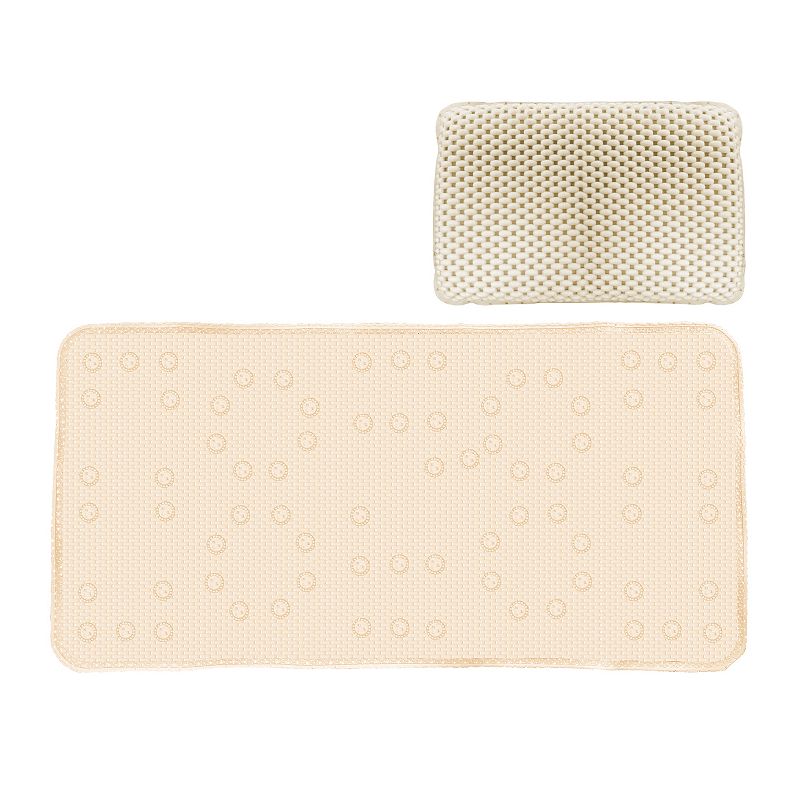 Popular Bath 2-piece Waffle Tub Mat and Spa Pillow Set