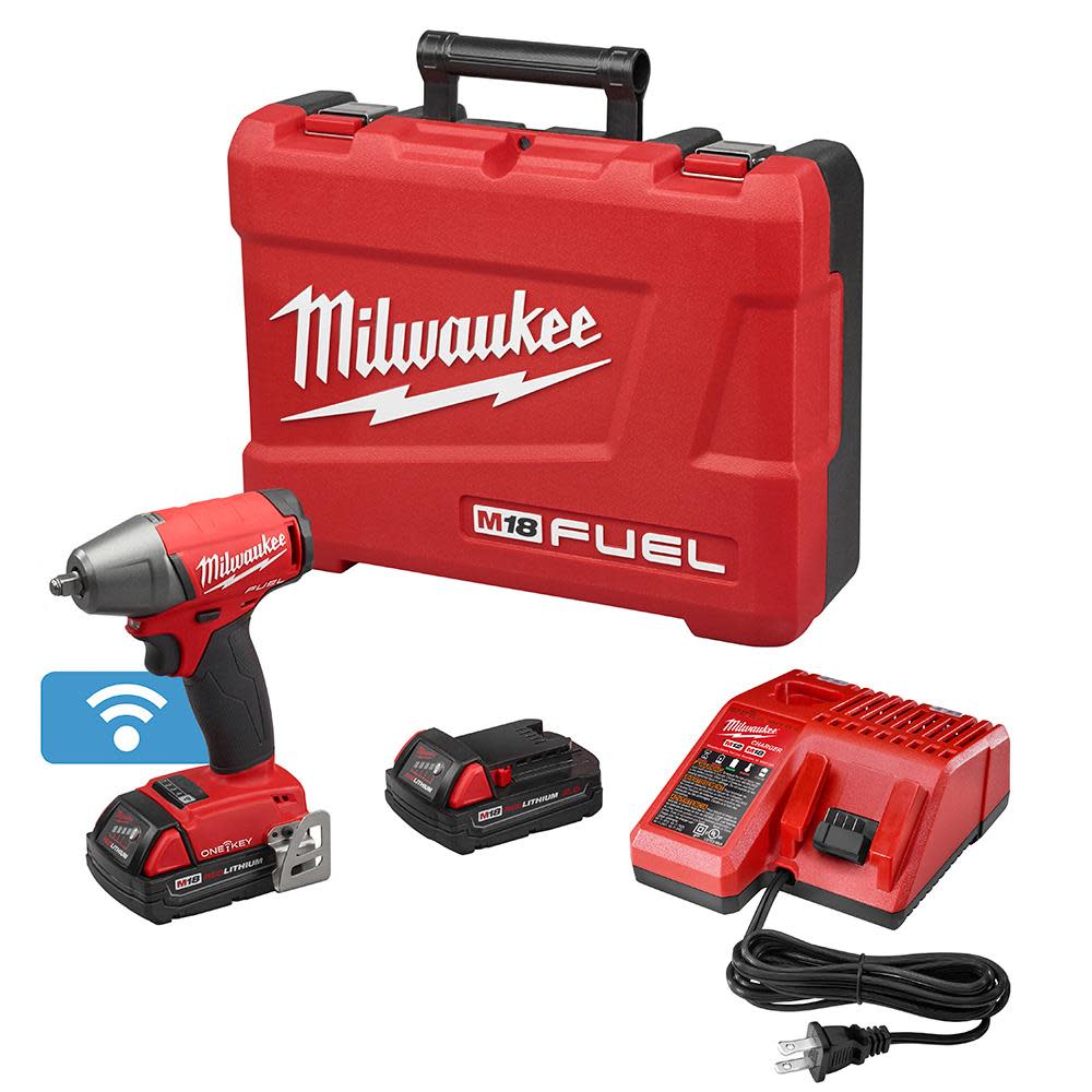 Milwaukee M18 FUEL 3/8" Compact Impact Wrench Friction Ring ONE-KEY Kit 2758-22CT from Milwaukee