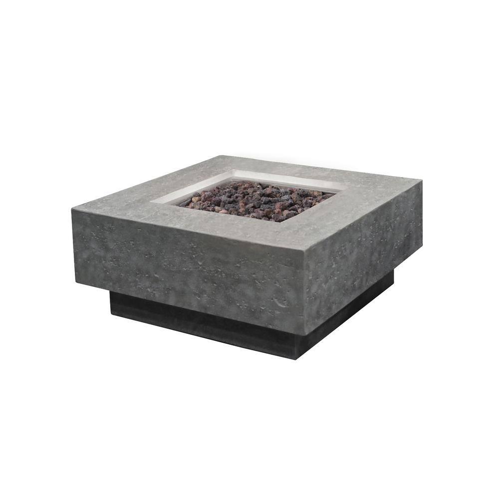 Elementi Manhattan 36 in. x 16 in. Square Concrete Propane Fire Pit Table in Light Gray OFG103-LP