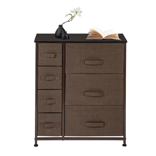 Dresser with 7 Drawers - Furniture Storage Tower Unit for Bedroom, Hallway, Closet, Office Organization - Steel Frame, Wood Top, Easy Pull Fabric Bins (Small)