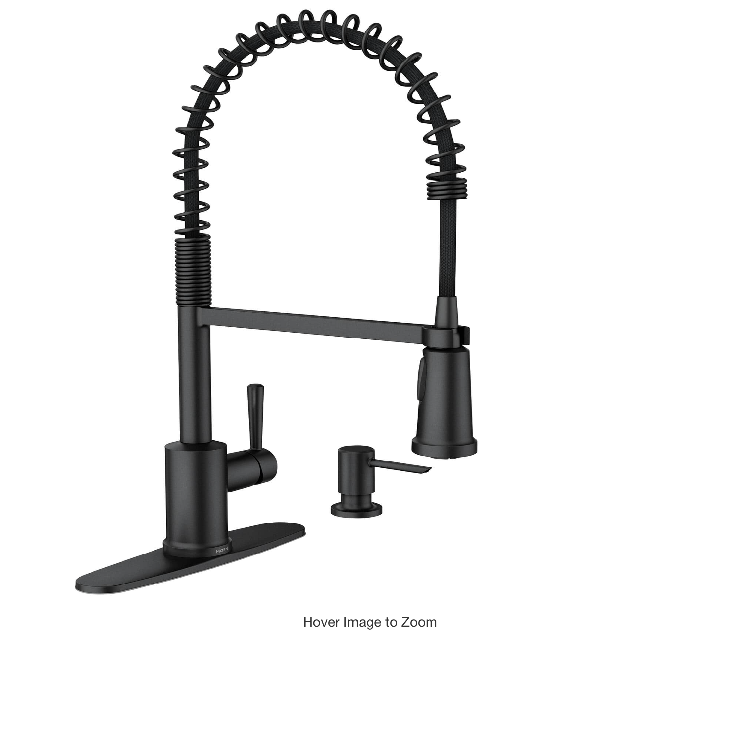 Moen Indi Single-Handle Pre-Rinse Spring Pulldown Sprayer Kitchen Faucet with Power Clean in Matte Black