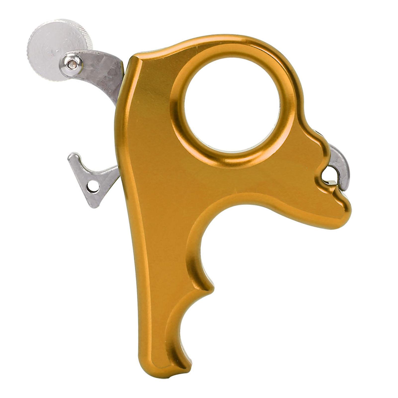 Archery Release Aids 3 Finger Grip Thumb Caliper Trigger For Compound Bow Accessory (gold)