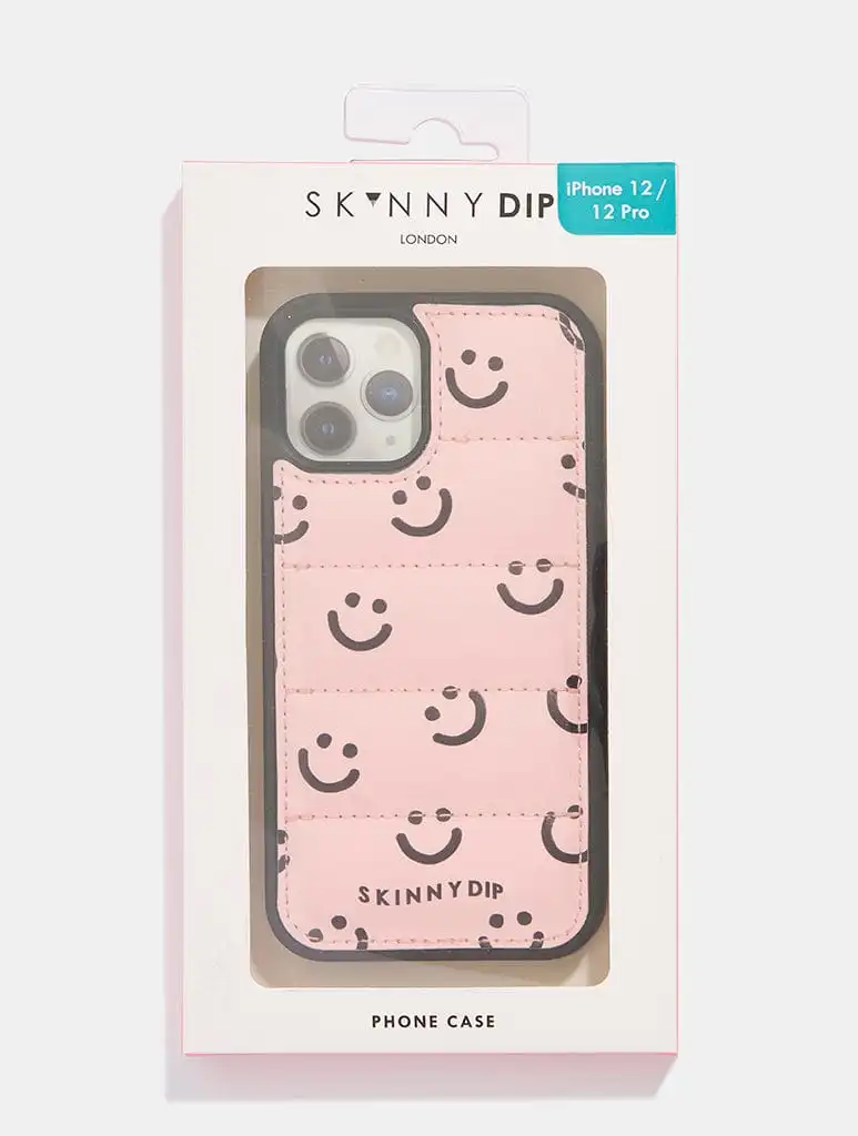 Pink Happy Face Puffer Case
