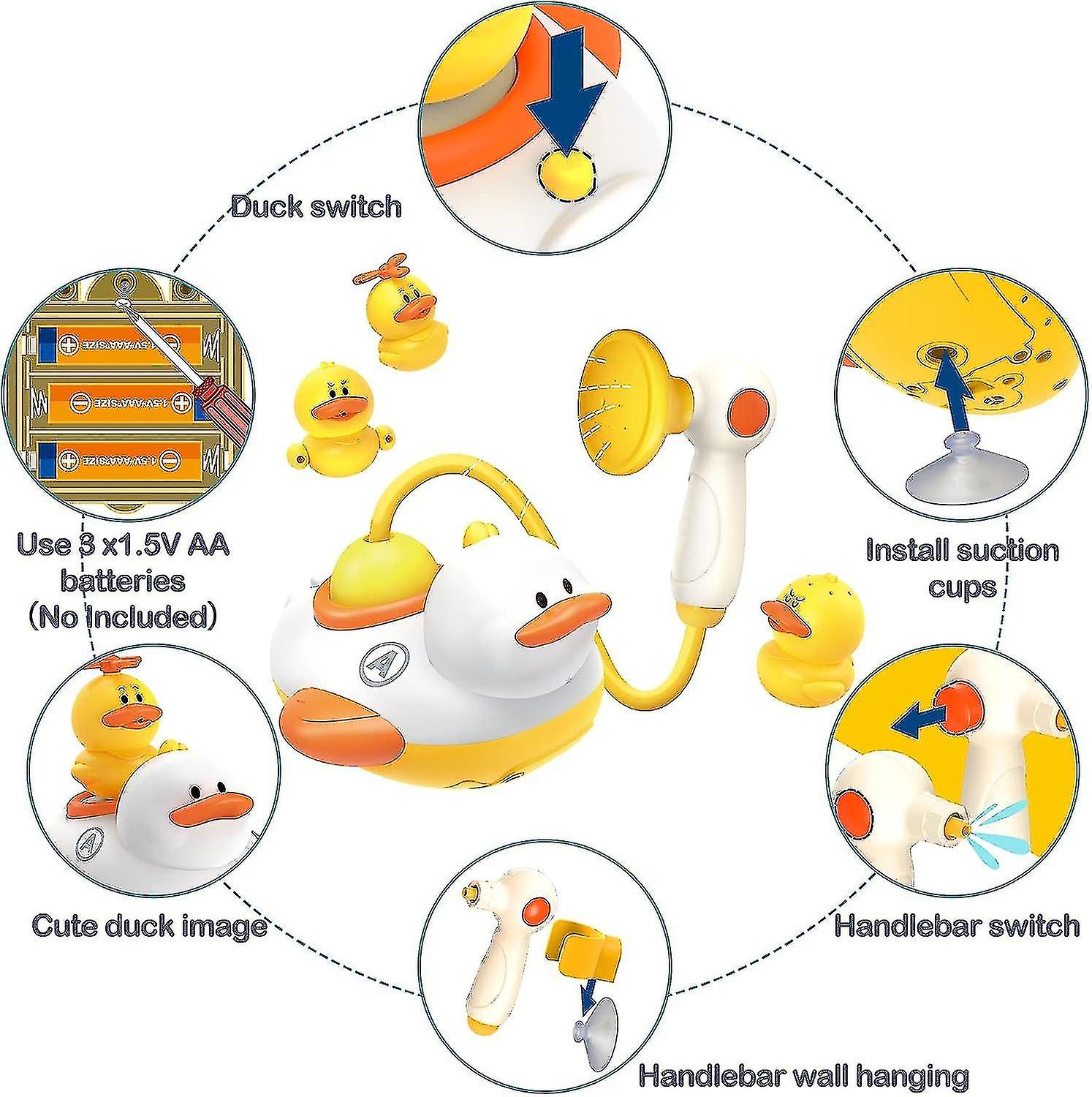 Electric Duck Bath Toy   Baby Bath Toys For Toddlers， Electric Shower Sprayer With 3 Ducks Water Spray