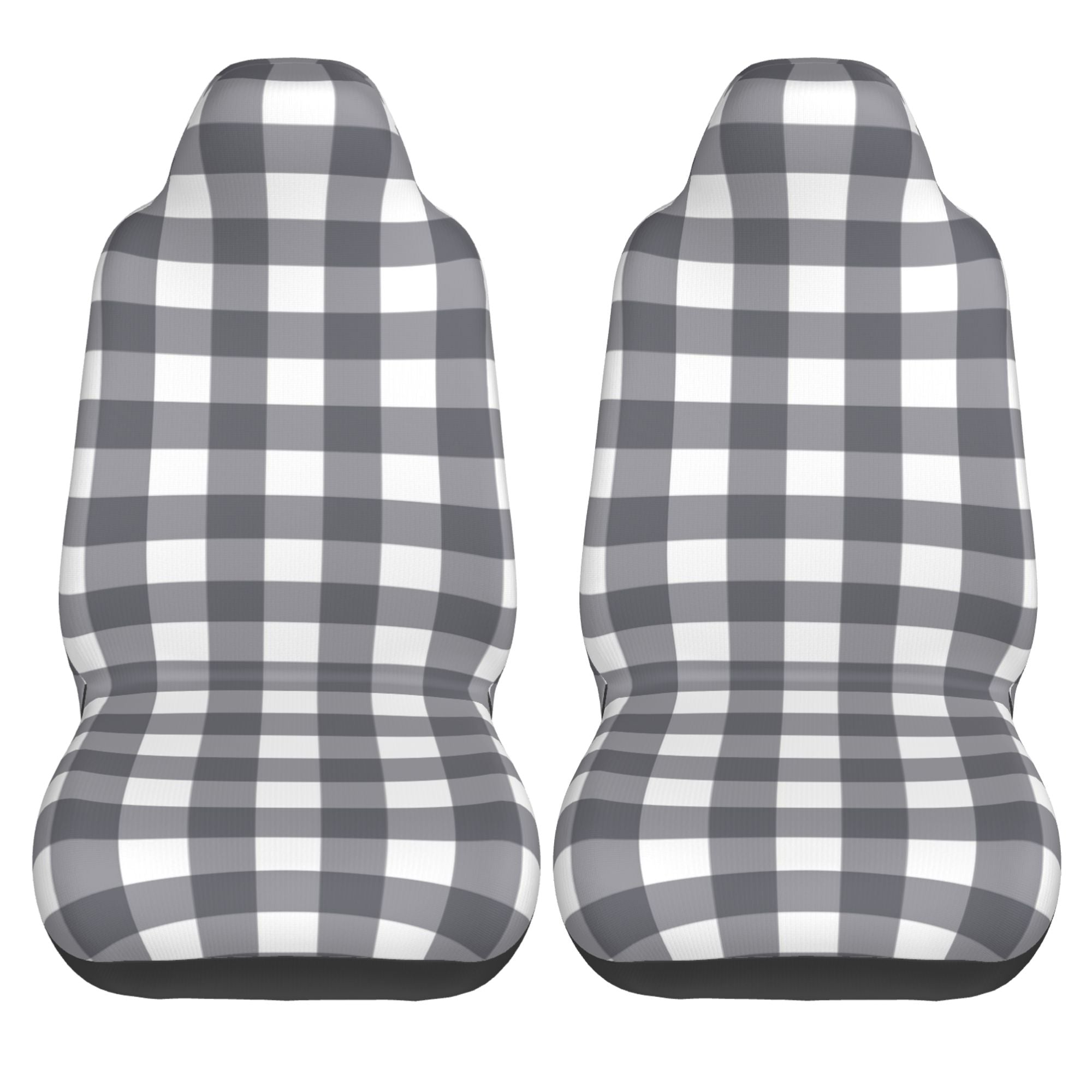 ZICANCN Car Seat Cover Gray Gingham Print Car Front Seat Covers Protectors ， Automotive Seat Covers for Cars Trucks Suv