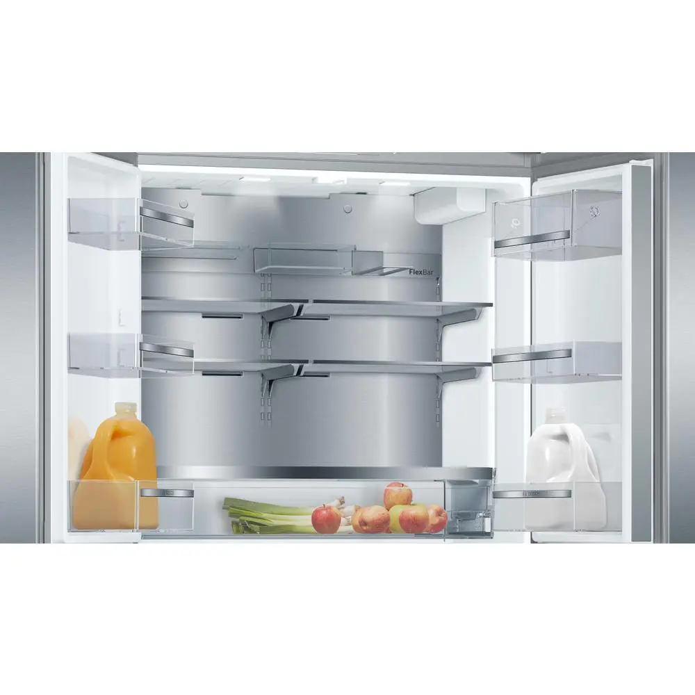 Bosch 800 Series 36 in. 21 cu ft Smart Counter Depth French Door Bar Handle Refrigerator in Stainless Steel with Ice and Water B36CL80SNS