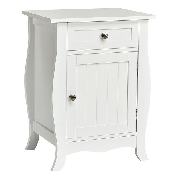 Gymax 2PCS Accent End Table with Drawer Storage Cabinet Nightstand - 17.5'' x 14'' x 23.5''