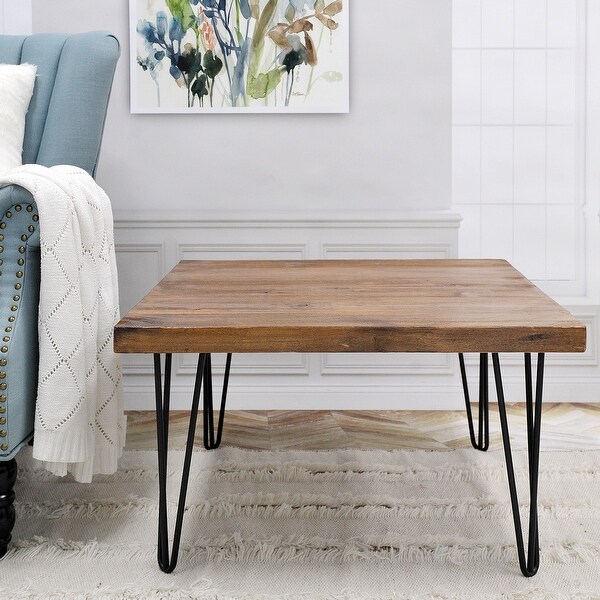 Greenage Wood End Table with Iron Legs