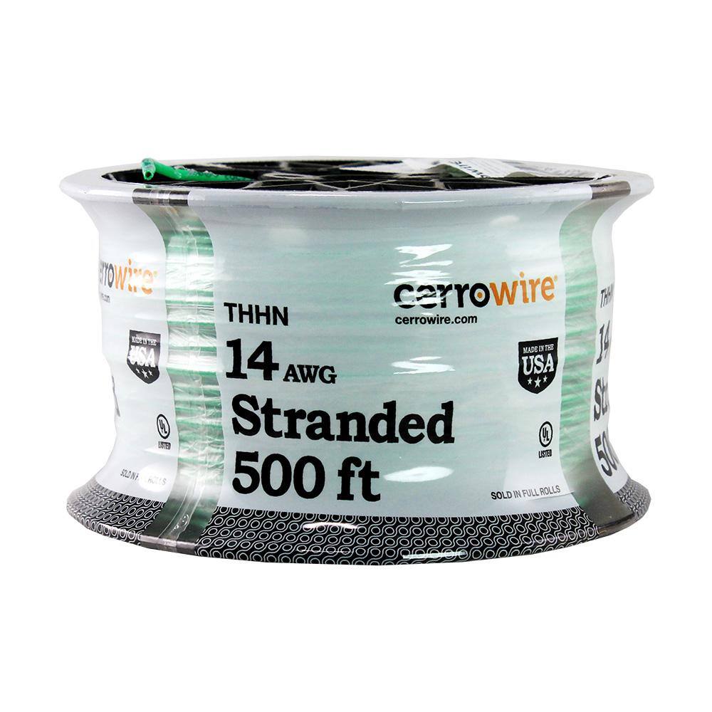 Cerrowire 500 ft. 14 Gauge Green Stranded Copper THHN Wire 112-3455J