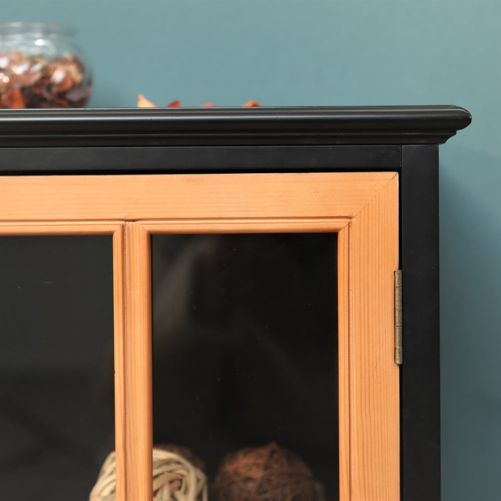 Sideboard Buffet Cabinet  Accent Wood Display Storage Cabinet with Glass Double Doors and Adjustable Shelves