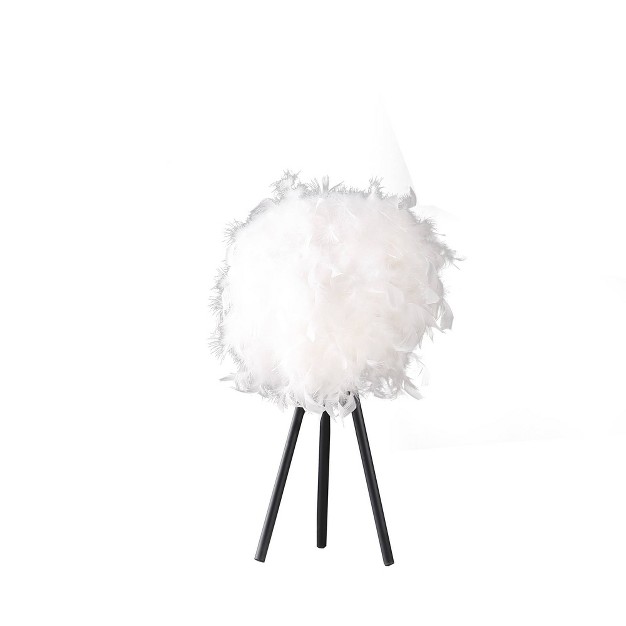 Pure White Feather Shade Tripod Modern Metal Table Lamp Ore International