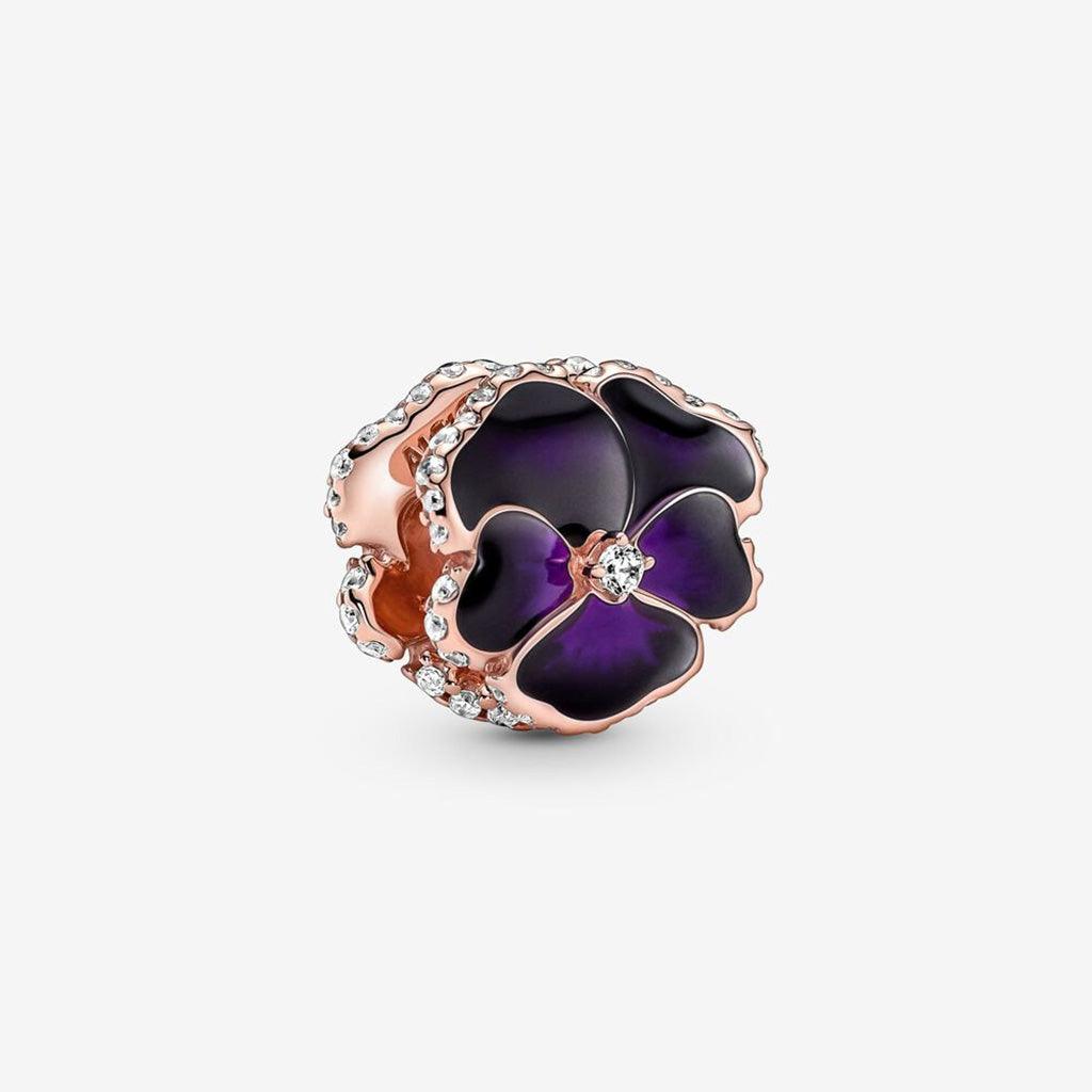 PANDORA  Deep Purple Pansy Flower Charm