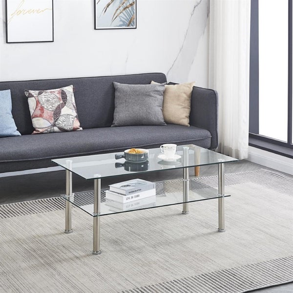 Clear Glass Coffee Table Tempered Glass Coffee Table for Living Room