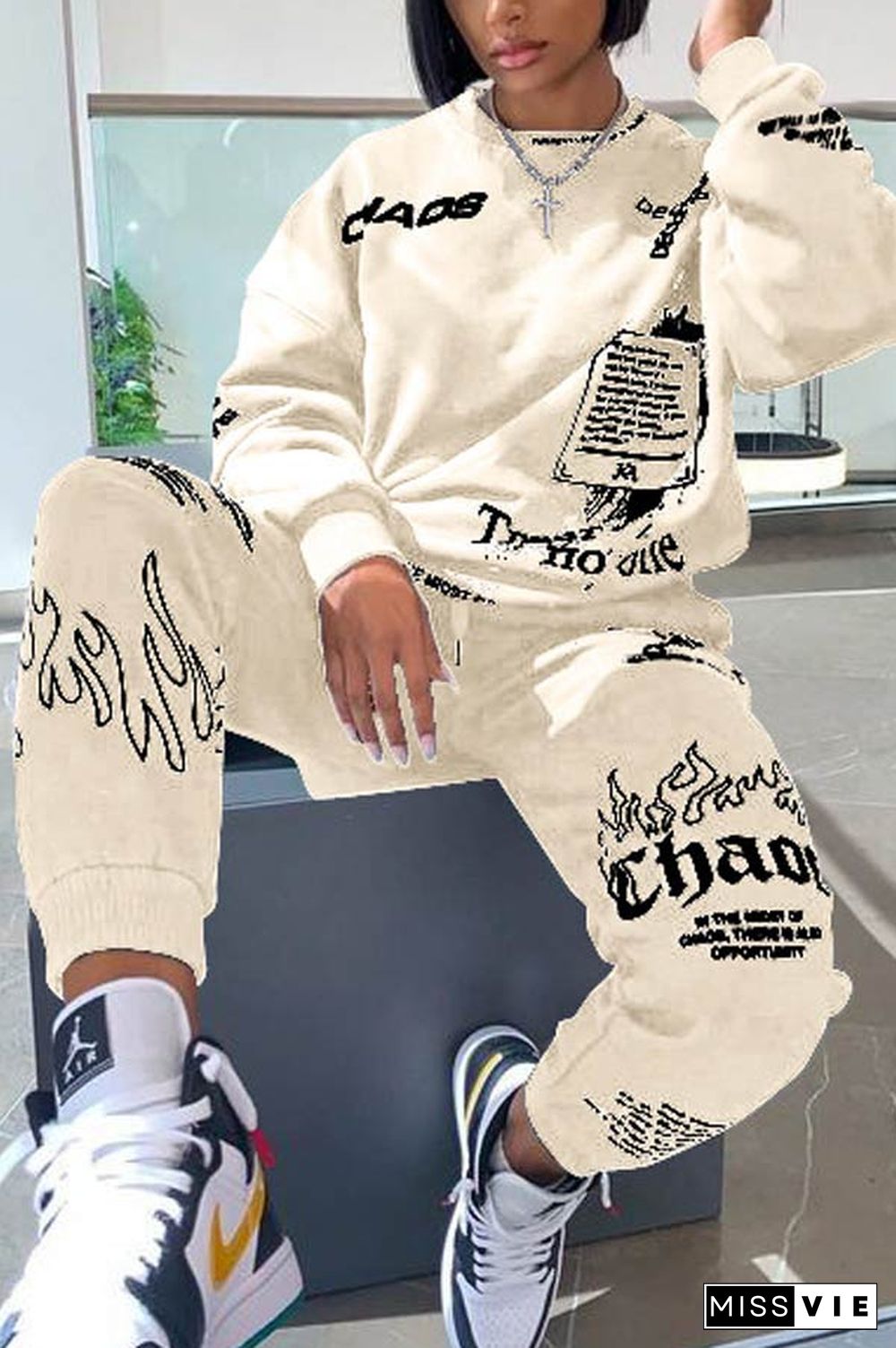 Fashion Casual Print Sweatpants Set