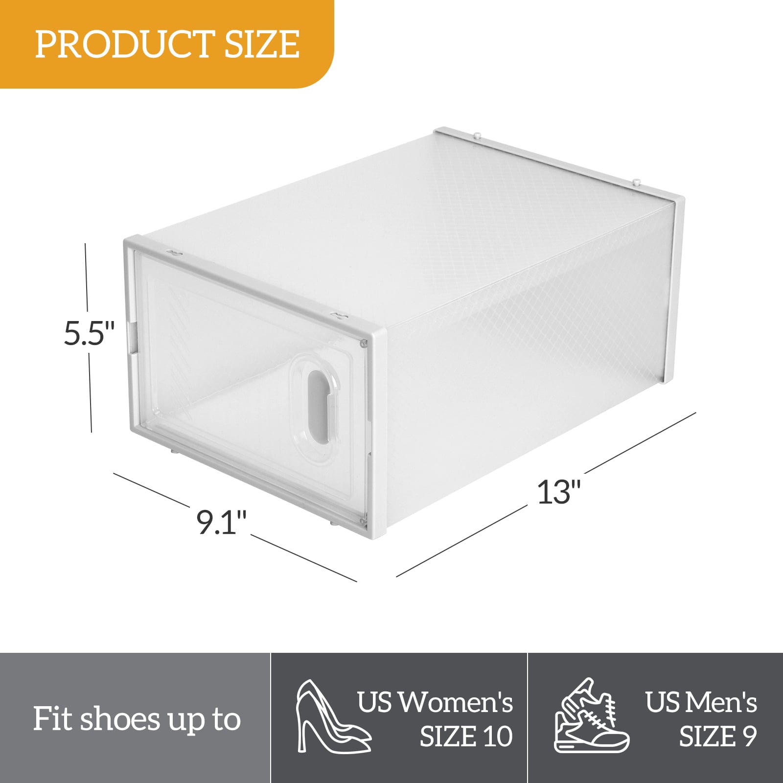 Ktaxon 6 PCS DIY Multipurpose Shoe Storage Boxes and Bins Container Toy Boxes Organizer White with Clear Lid for Closet Entryway Kitchen Home, Foldable Stackable, Soft Plastic