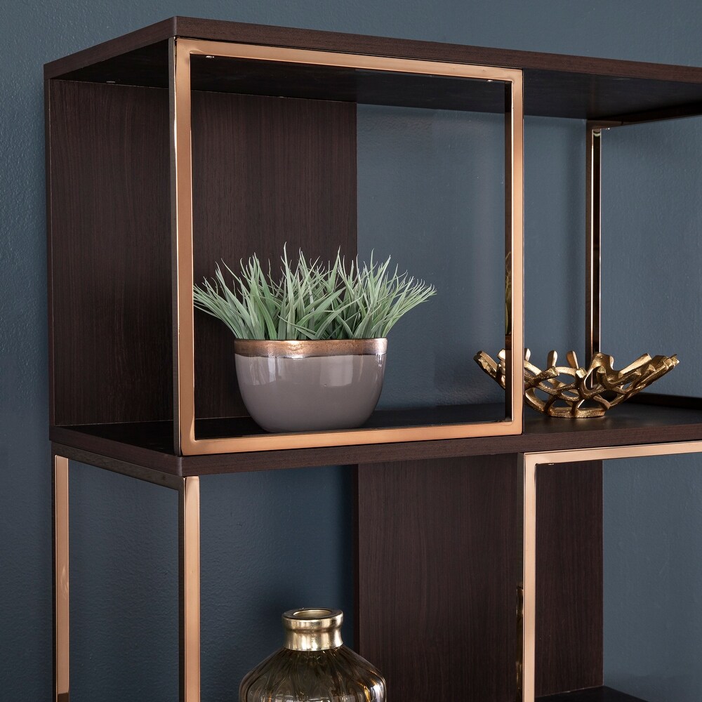 SEI Furniture Contemporary Brown Wood Etagere