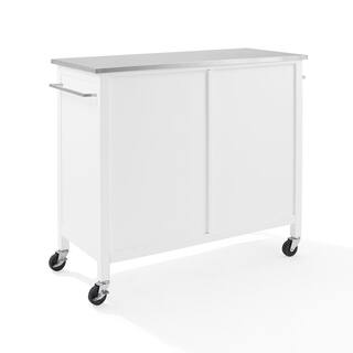 CROSLEY FURNITURE Soren White Kitchen Island with Stainless Steel Top KF30090SS-WH