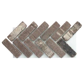 Old Mill Brick 28 in. x 12.5 in. x 0.5 in. Brickwebb Herringbone Monument Thin Brick Sheets (Box of 5-Sheets) BWH-370046CS