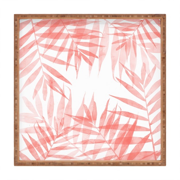 Emanuela Carratoni Living Coral Tropicana Palms Square Bamboo Tray Deny Designs