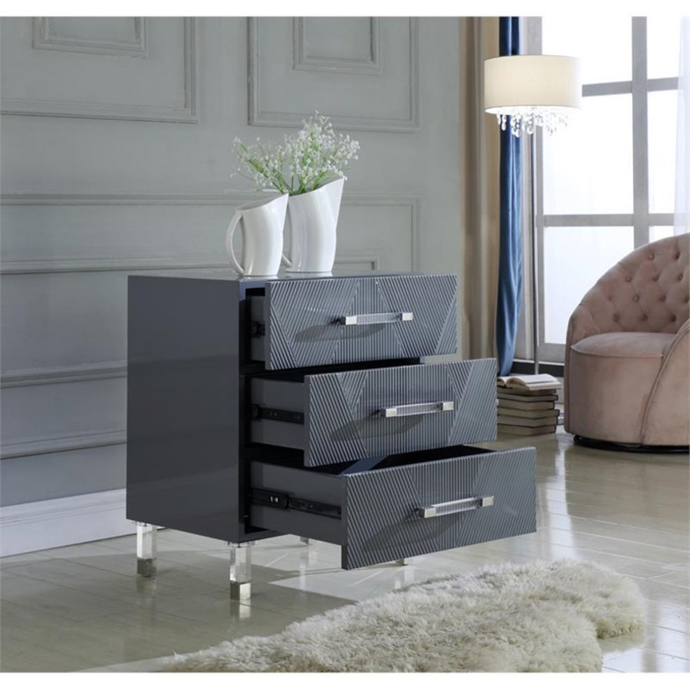 Home Square Anastasia Solid Wood Accent Table in Gray Lacquer   Set of 2   Contemporary   Side Tables And End Tables   by Homesquare  Houzz