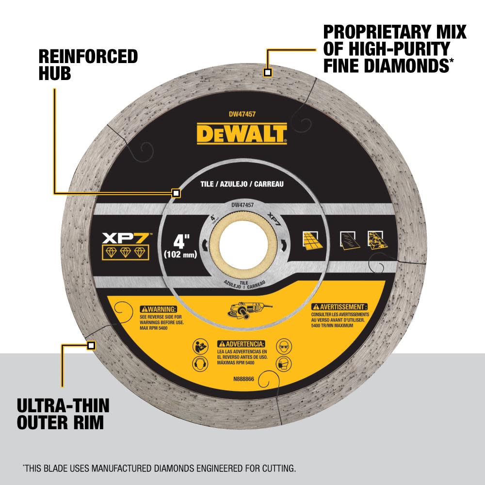 DEWALT Diamond Blade 4 CONTINUOUS XP7 TILE ;