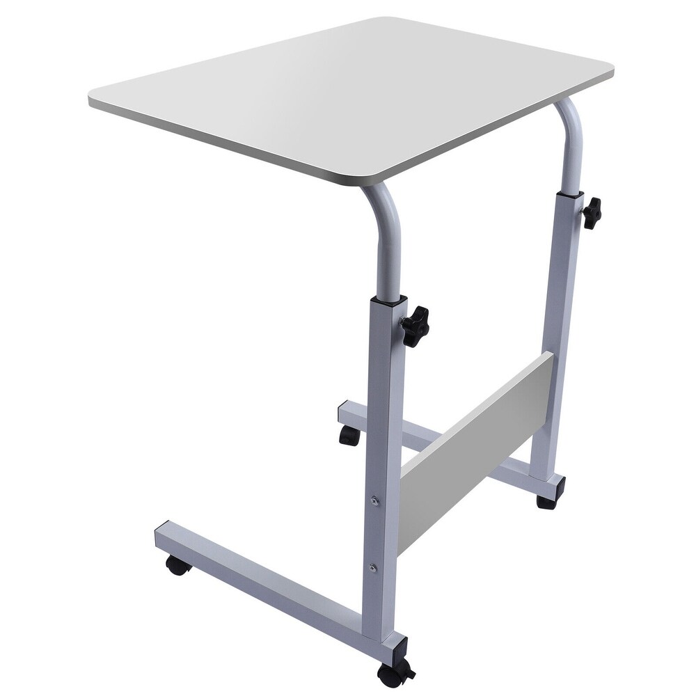 Adjustable Height C Shaped End Table Mobile Laptop Desk Rolling Stand   23.6\