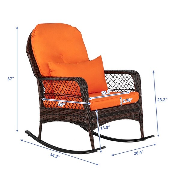 Outdoor Wicker Rocking Chair with Cushion