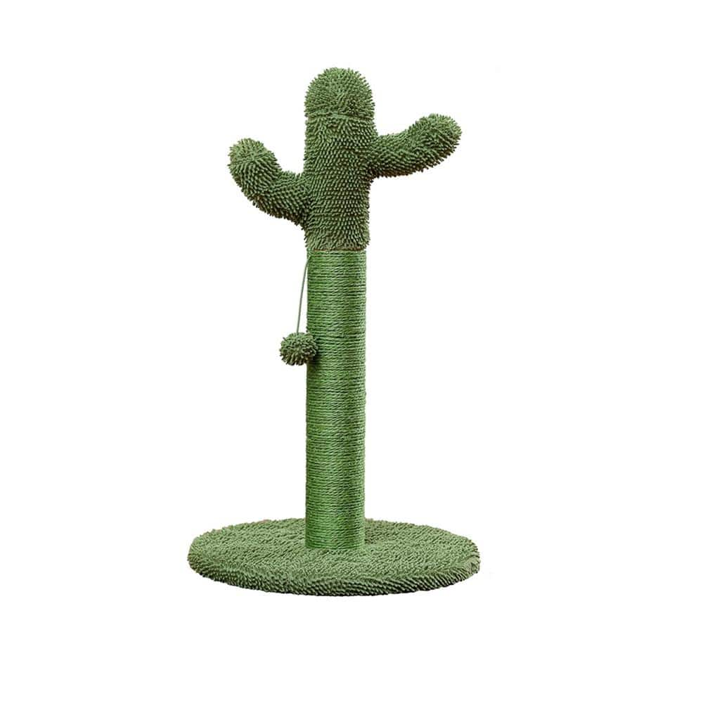 Foobrues 27.60 in. H Lovely Cactus Pet Cats Scratching Posts and Trees with Interactive Ball in Green LNN-P23168373