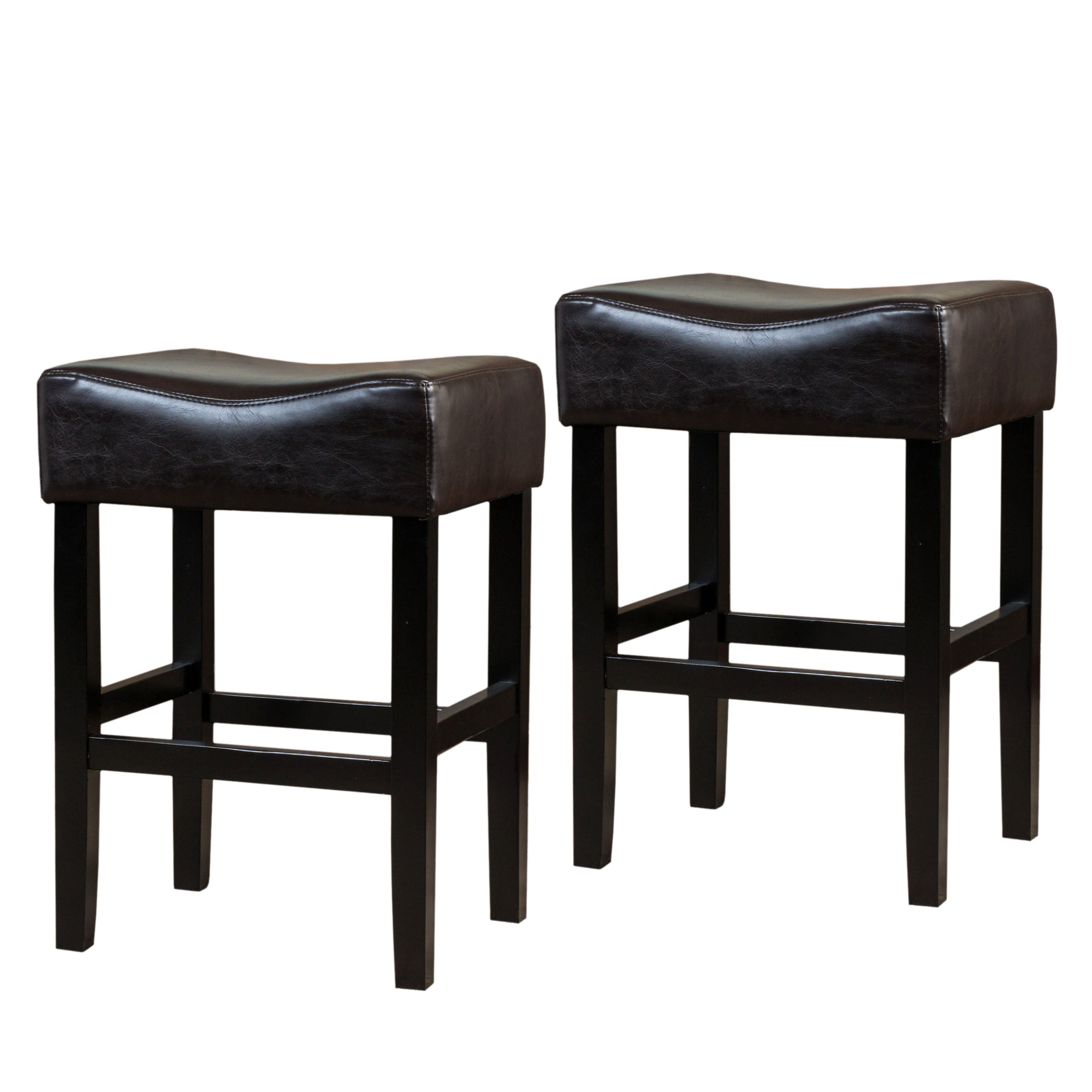 Adler 26-Inch Brown Leather Backless Counter Stool (Set of 2)