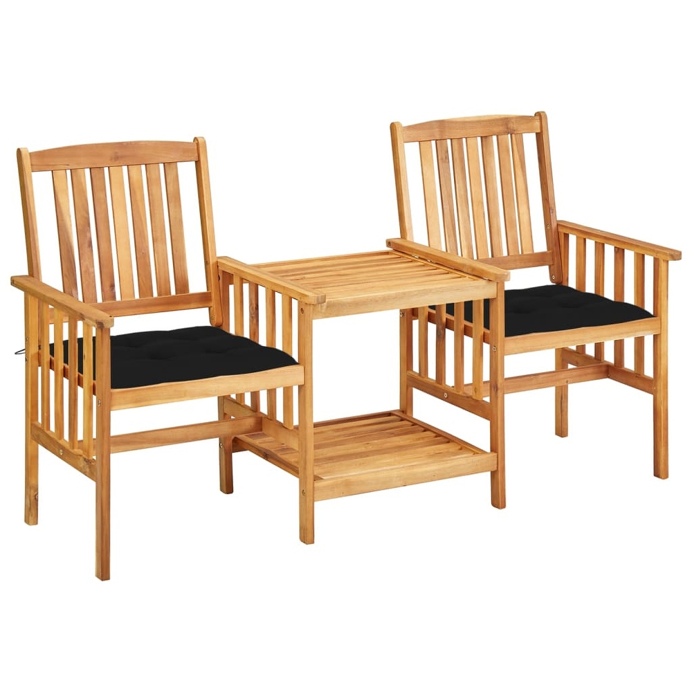 vidaXL Patio Bistro Set Table and Chairs Conversation Set Solid Acacia Wood   62.6\