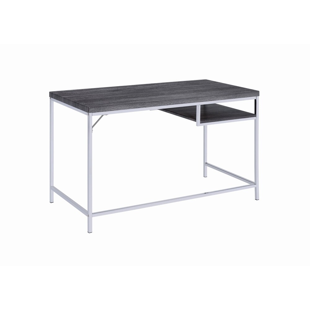 Coaster Furniture Kravitz Weathered Grey and Chrome Rectangular Writing Desk