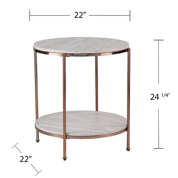 SEI Furniture Henderson Round Faux Marble Side Table