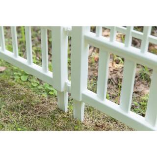 Gardenised 20 in. H White Vinyl Garden Gate Patio Picket Fence Flower Bed Border Edging QI003741.WL