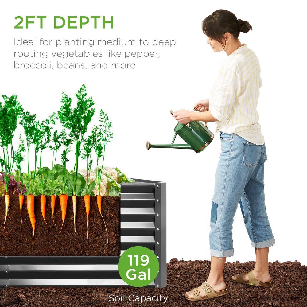 Best Choice Products 4 ft. x 2 ft. x 2 ft. Charcoal Outdoor Steel Raised Garden Bed Planter Box for Vegetables Flowers Herbs SKY6637