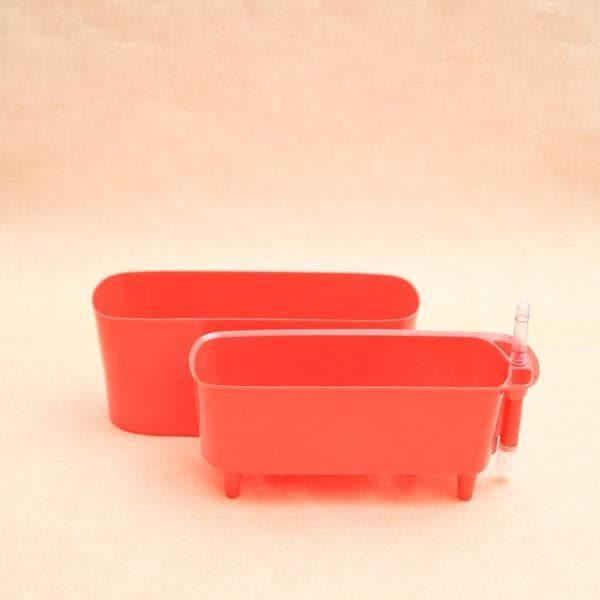 12 inch (30 cm) GW 04 Self Watering Rectangle Plastic Planter (Red)